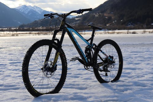 Free A Bike over the Snow Covered Ground Stock Photo