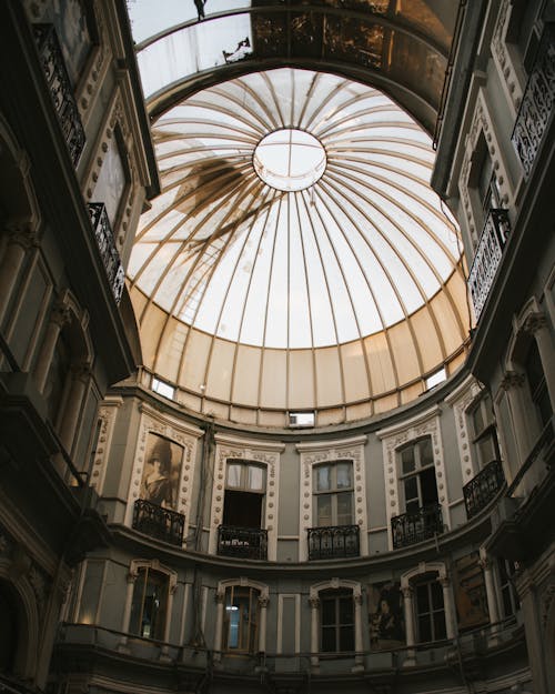 Free Low Angle Shot Of a Dome Glass Ceiling Stock Photo