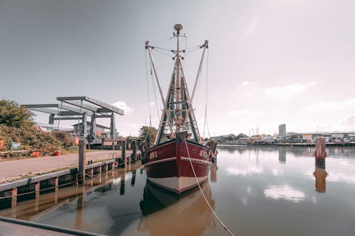 Free Red Boat on Docking Area Stock Photo
