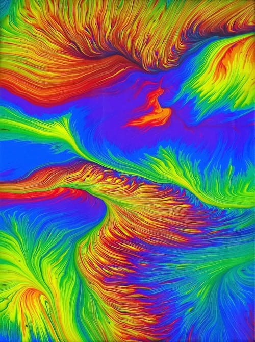 Free Green Orange and Blue Abstract Painting Stock Photo