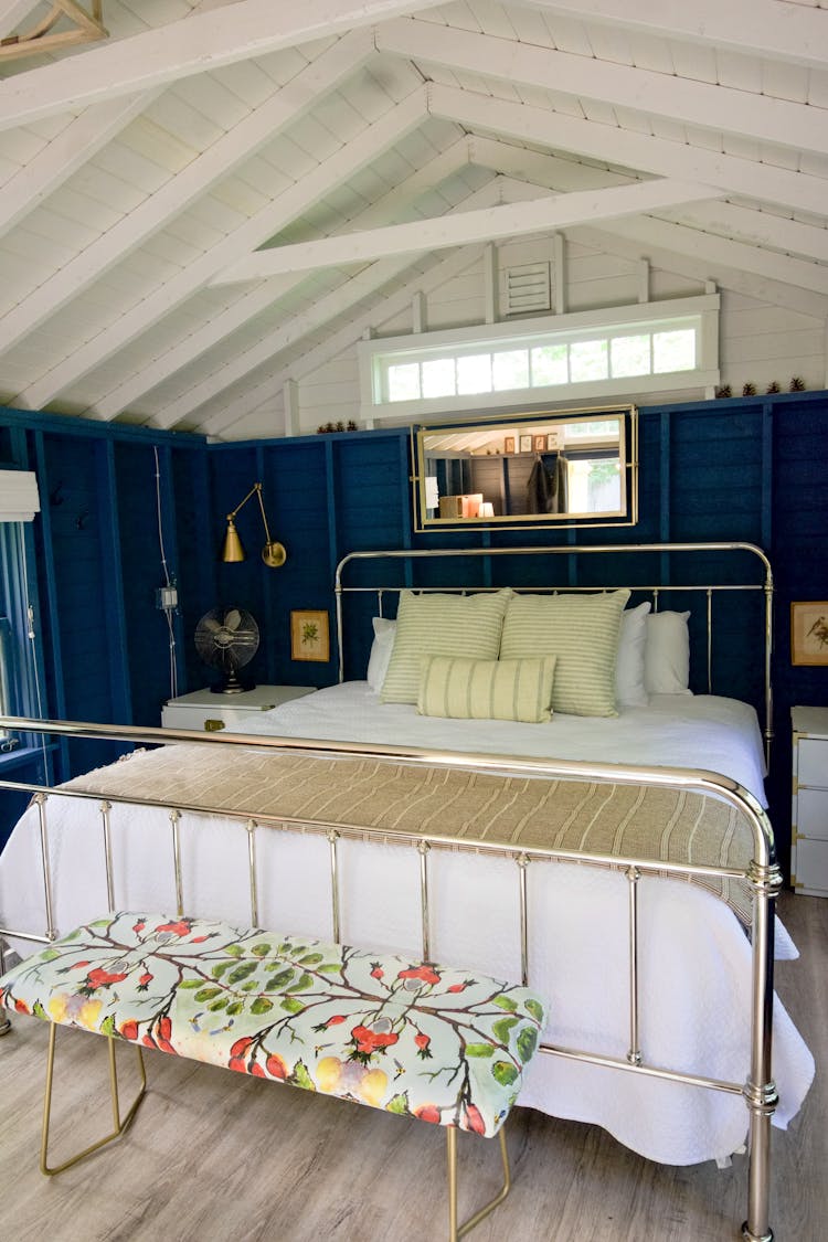 Modern Bedroom Interior In Light Attic House