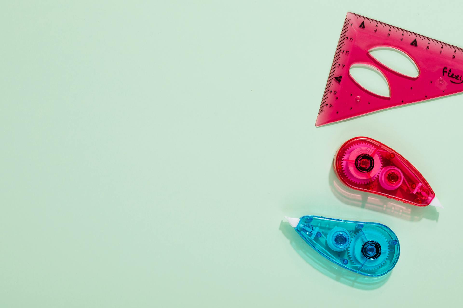Correction Tapes Beside the Triangle Ruler