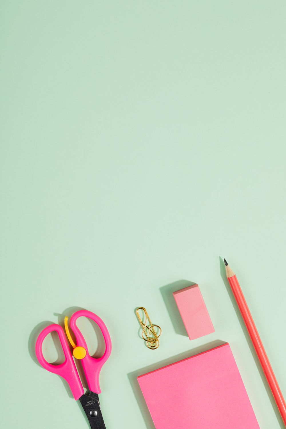 Sticky Note Design Scissors Scissors, Sticky Notes and Pencil · Free Stock Photo