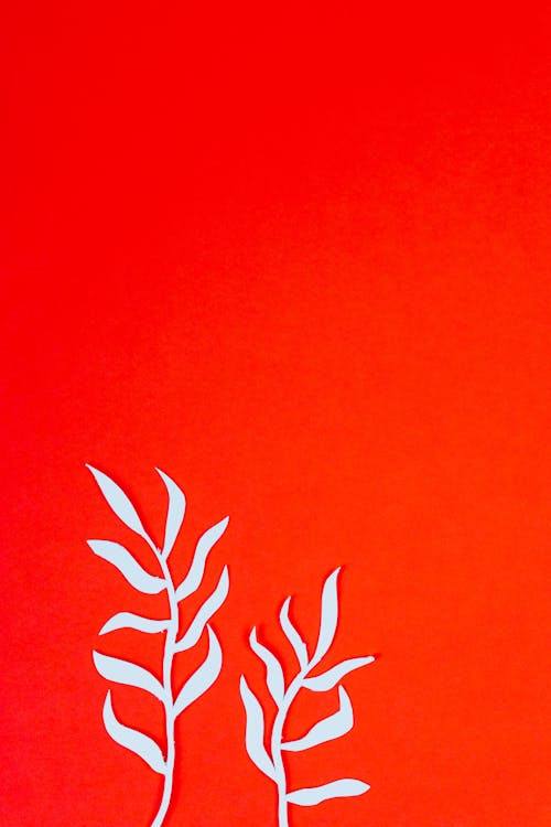 Leaves Cut Out in Red Paper