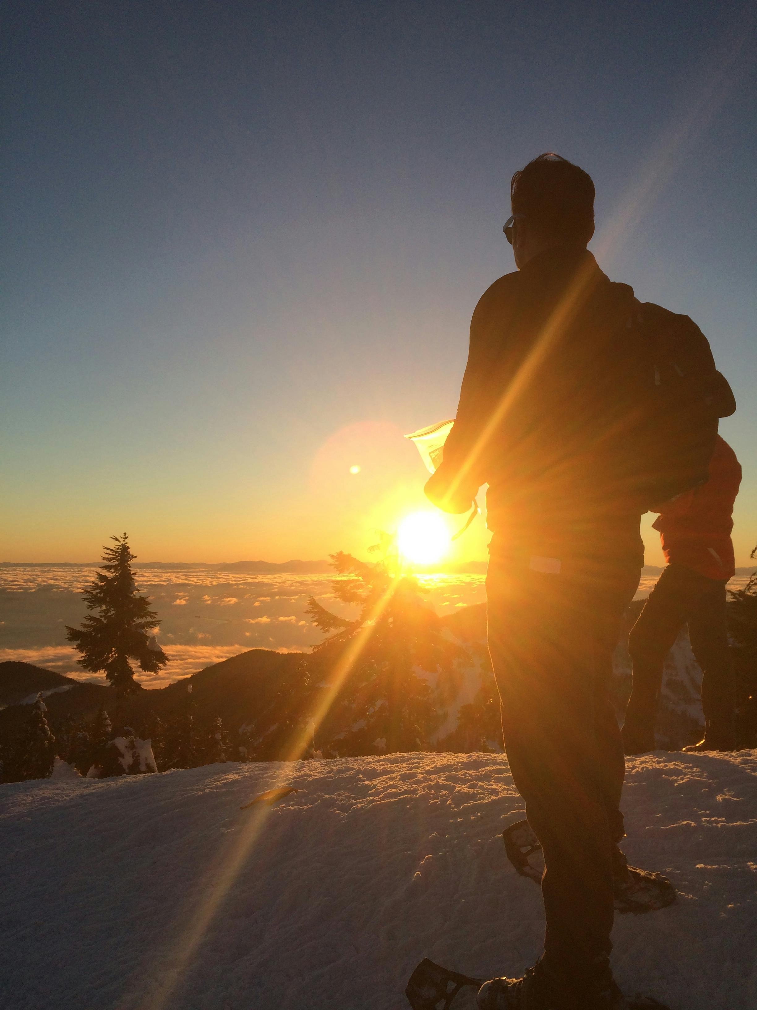 Free stock photo of hiker, snow, sun