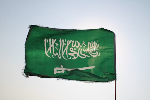 Free The Flag of Saudi Arabia Dancing with the Wind Stock Photo