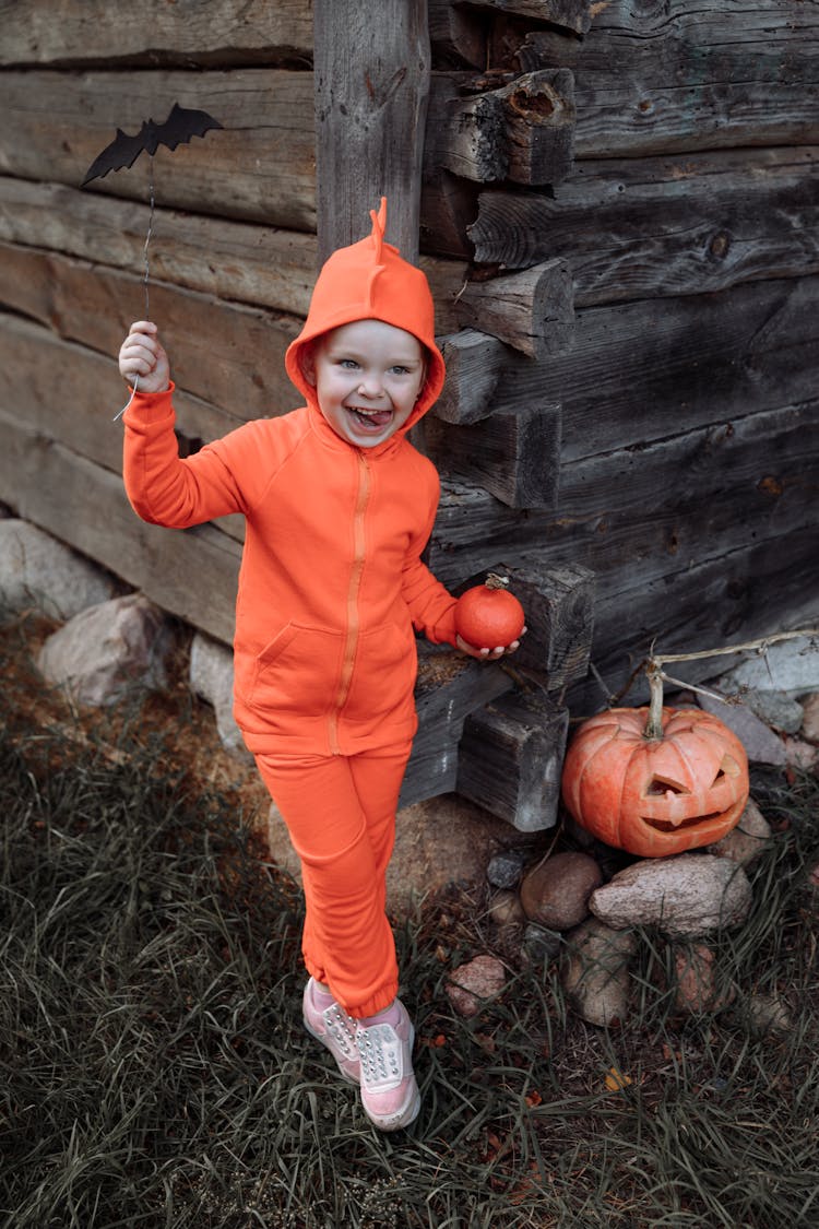 A Cute Girl In Halloween Costume