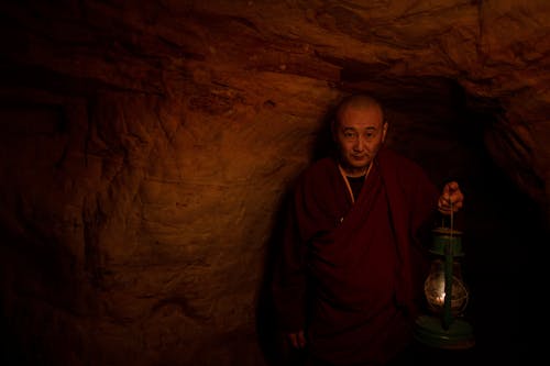 Buddhist Monk in Cave