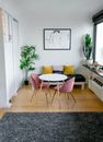 Contemporary room interior with furniture and carpet on floor