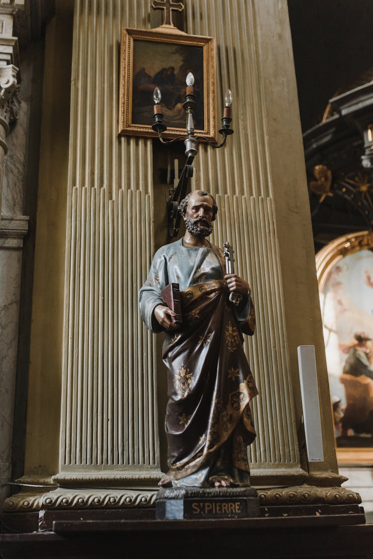 Statue Of St Pierre In Church