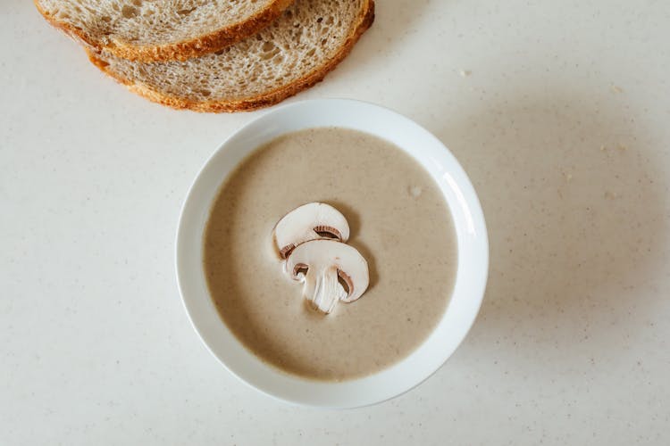 Overhead Shot Of Mushroom Soup