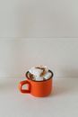 Red Ceramic Mug With White Powder Inside