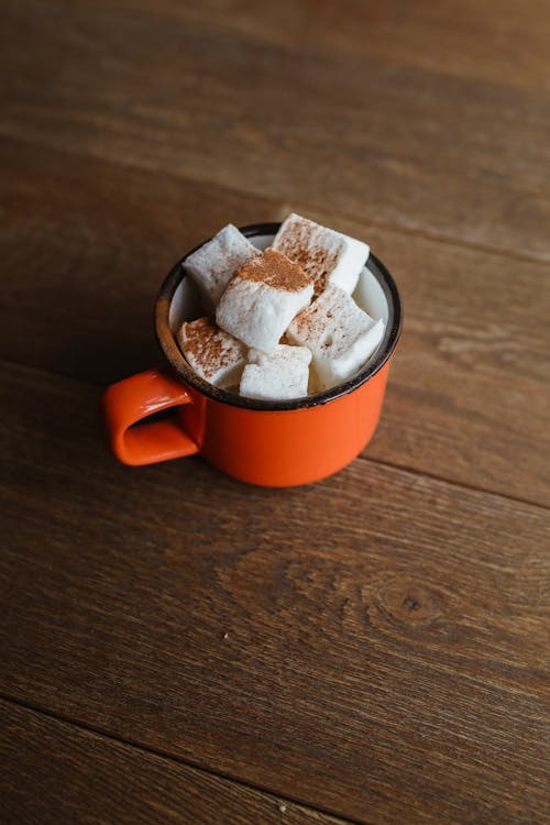 Free Hot Chocolate with Marshmallows in Mug Stock Photo