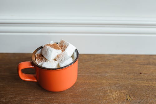 Free Marshmallows on Hot Chocolate in Mug Stock Photo