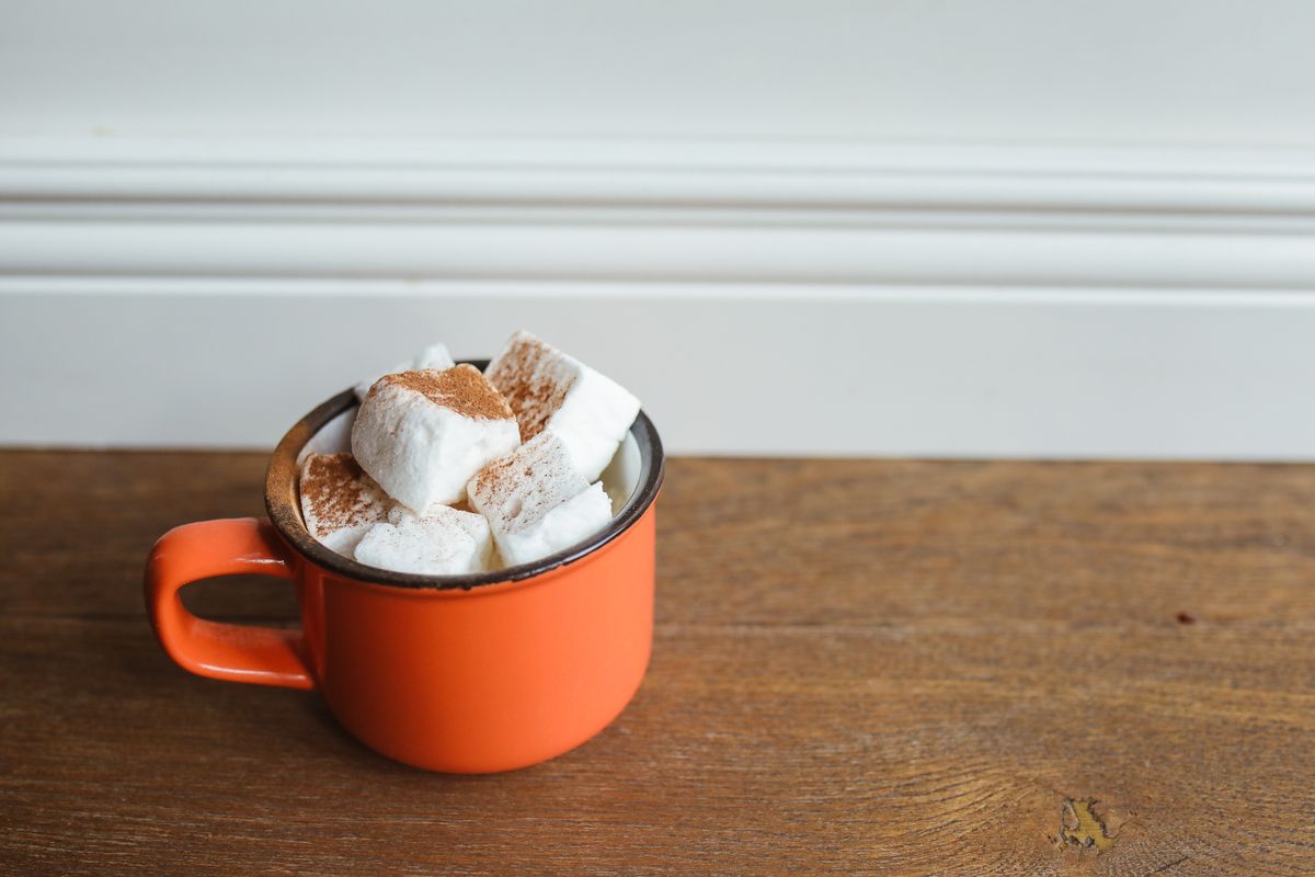 Hot chocolate topped with marshmallows
