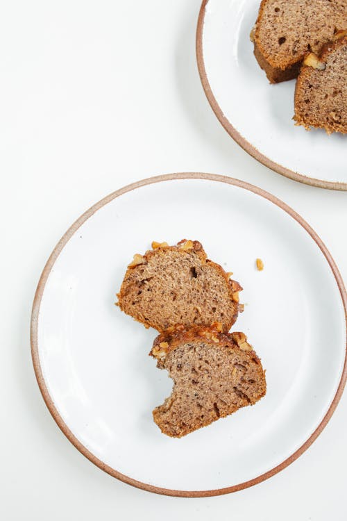 Brown Bread on White Ceramic Plate