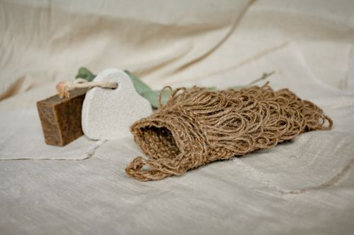 Free Natural bathroom accessories with eco-friendly materials on neutral linen. Stock Photo
