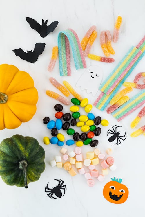 Free Halloween Decorations, Sweets and Pumpkins Stock Photo