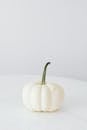 白色南瓜在大理石桌上的极简构图，非常适合季节性装饰