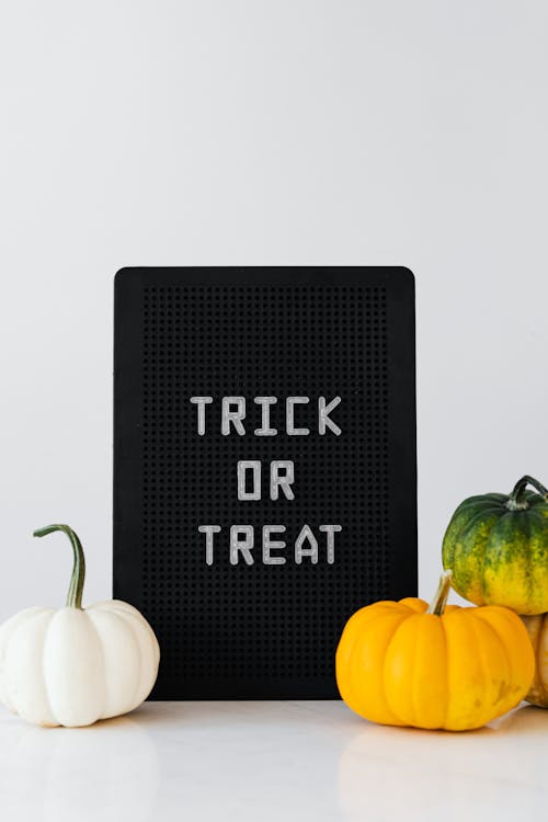 Pumpkins and Trick or Treat Sign