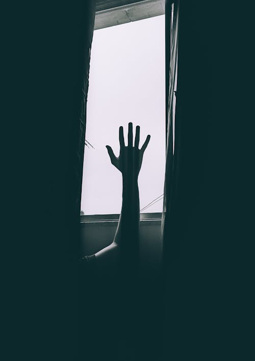 Hand Raised Towards Window