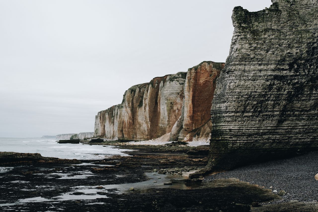 stunning view of the iconic cliffs at tretat normandy france with over