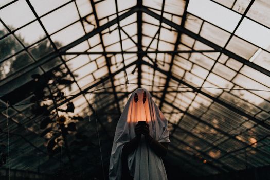 Person Wearing a Ghost Costume
