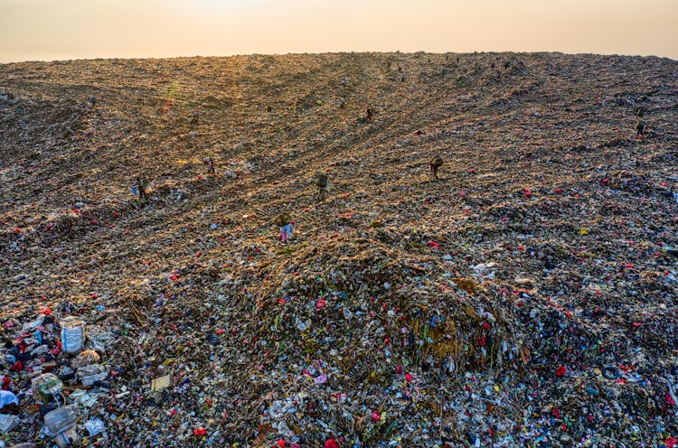 Aerial Footage Of Landfill During Dawn 