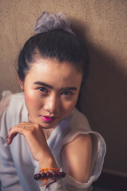 Portrait of Woman in Pink Lipsti