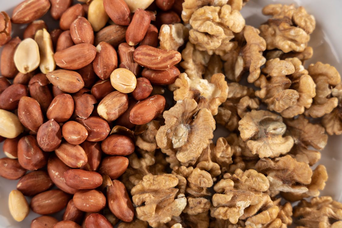 Brown and Beige Dried Leaves, peanuts, nuts