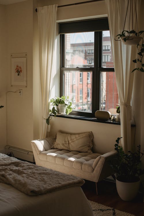 Part of cozy bedroom in apartment