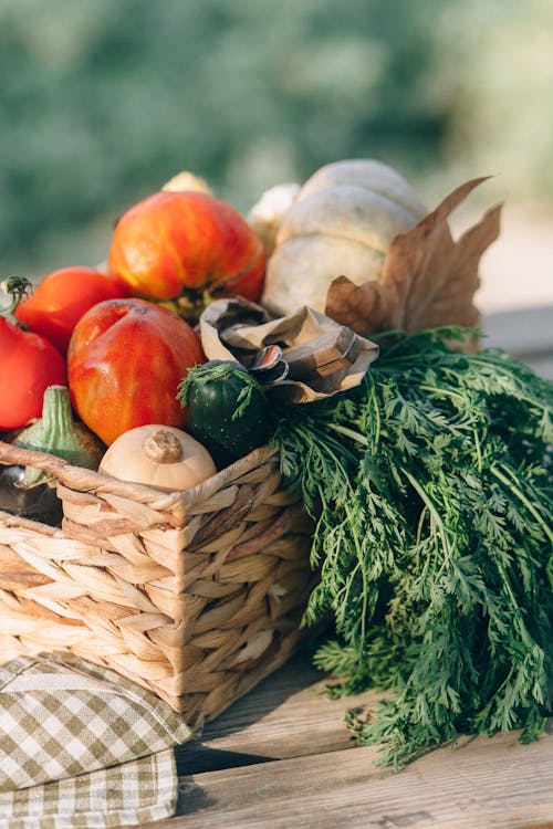 Fresh Vegetables on a Woven Basket 