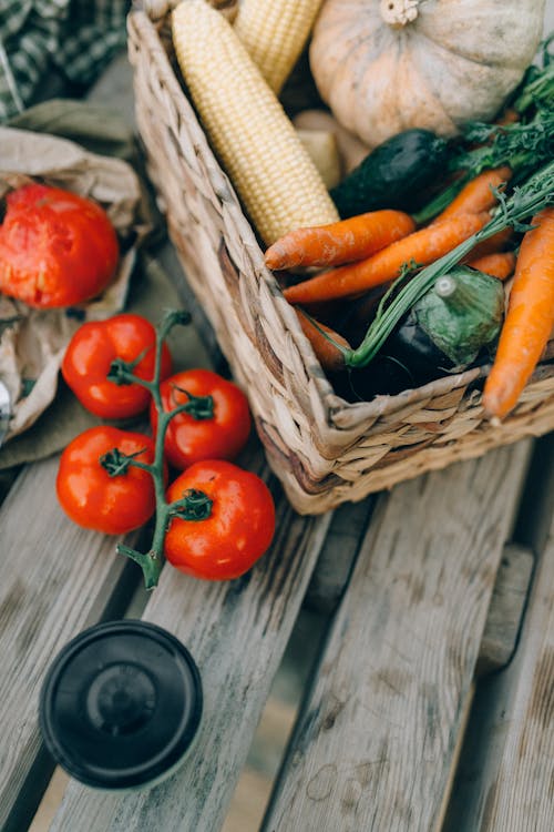 Fresh Vegetables on a Woven Basket