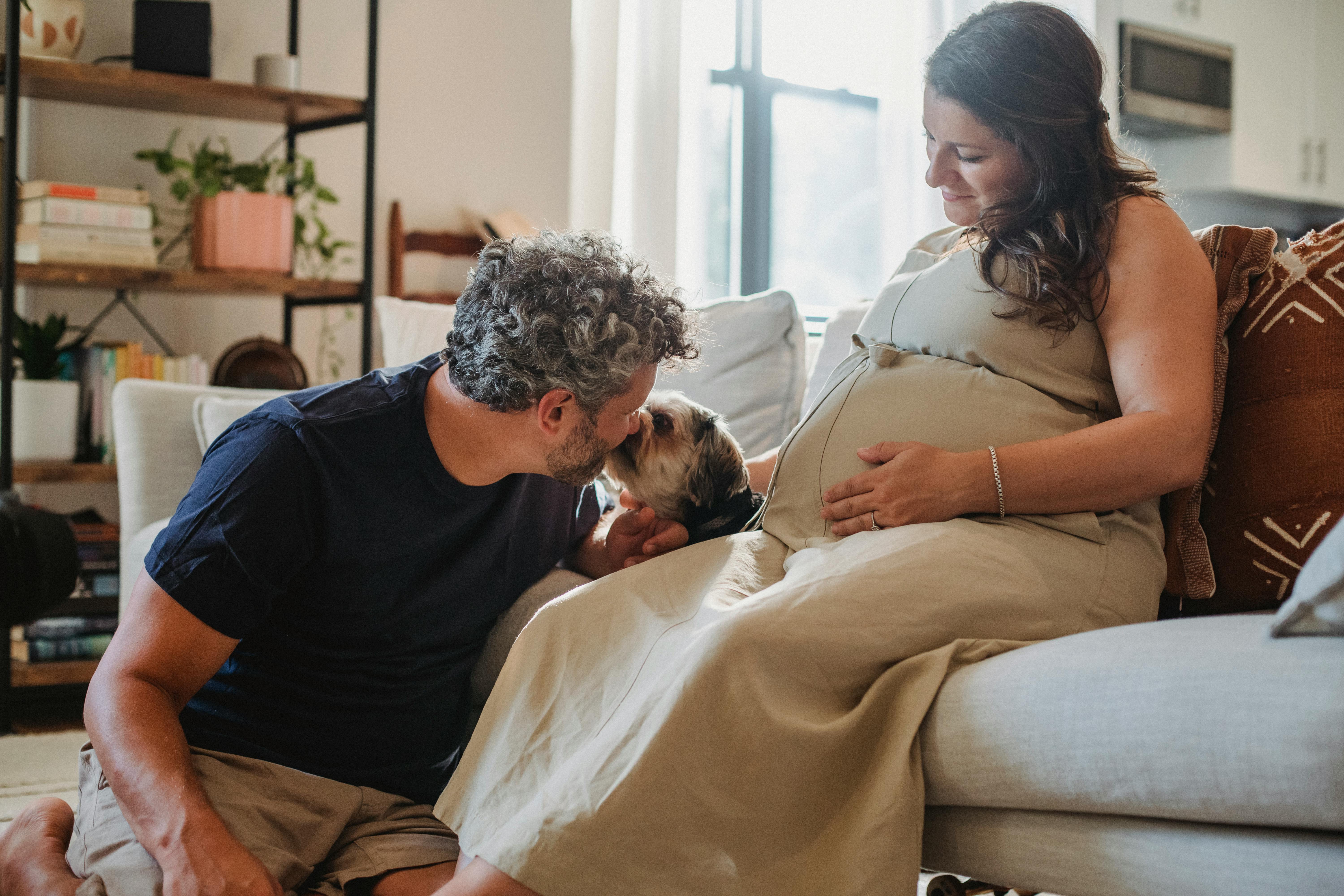 happy couple resting together in apartment