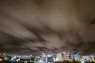 Modern city with bright illumination at night