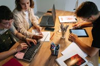 Focused Colleagues Working Together