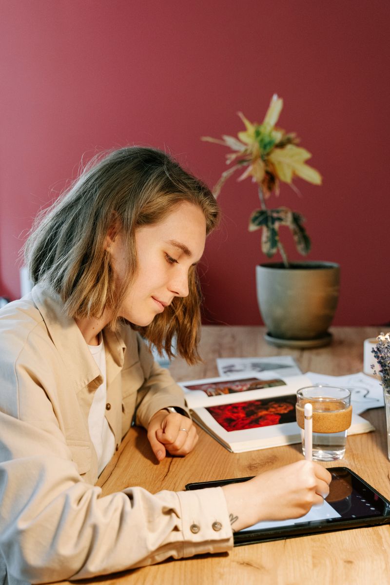 Artist creating digital artwork
