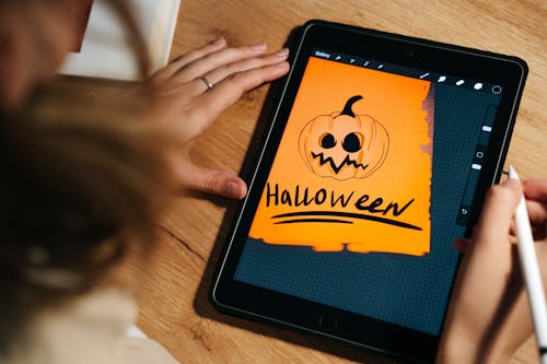 Drawing a Halloween Illustration on a Tablet