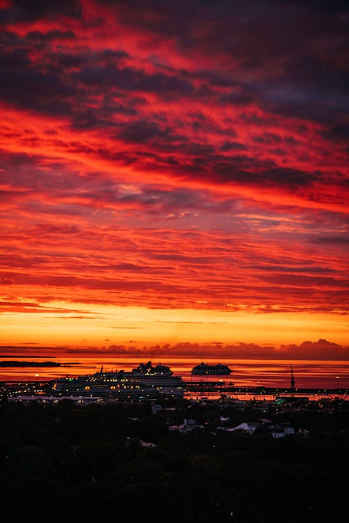 City Skyline during Orange Sunset