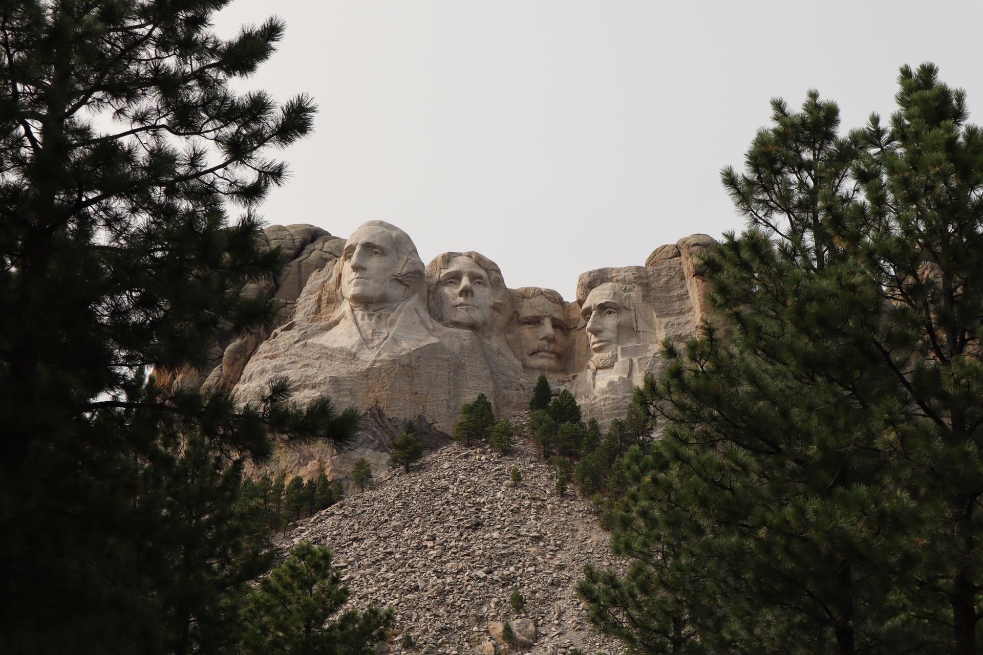 Faces of Four USA Presidents Carved in Rocks of Mount Rushmore