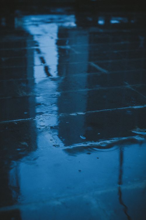 Free Smooth surface of wet concrete ground with water from rain with reflection of houses on street Stock Photo