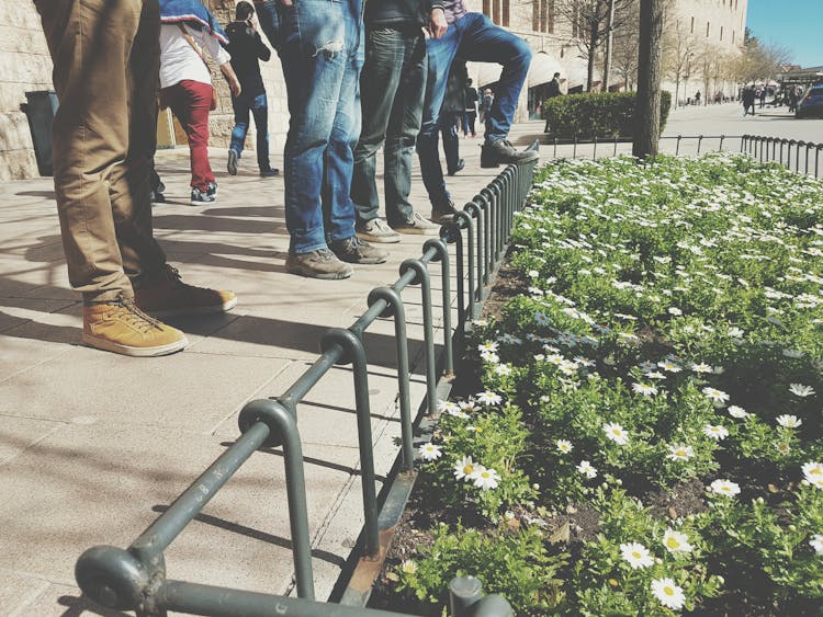 Group Of People Standing In Front Of Garden