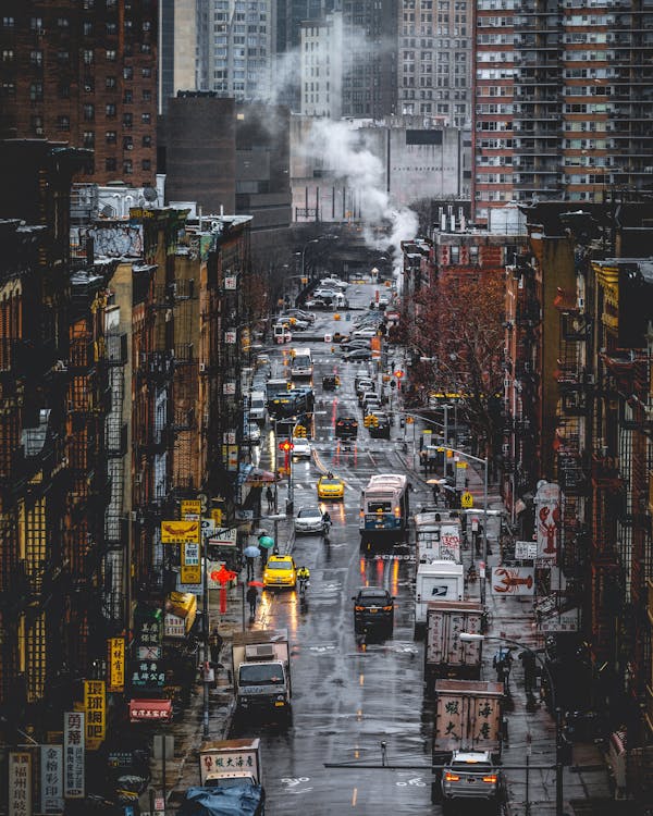 Aerial Footage of Vehicles on Chinatown · Free Stock Photo