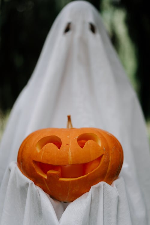 Jack O Lantern on White Textile