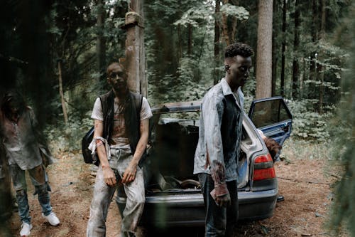 Zombies near and Abandoned Car 