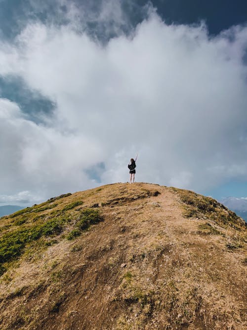 Free Person Standing on Hill  Stock Photo