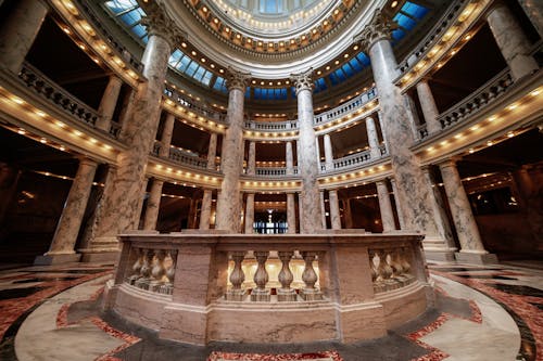 Amazing interior of old building with columns