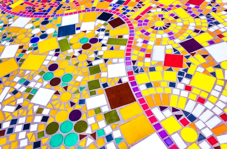 Creative Artwork Made With Multicolored Mosaic Tiles