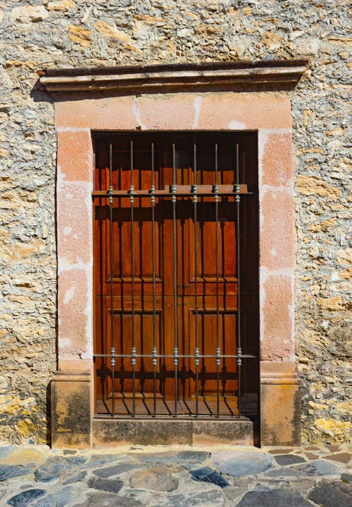 Old stone house with wooden door