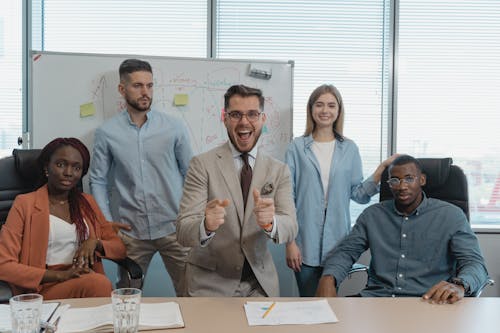Free Group of Professionals in a Room Stock Photo